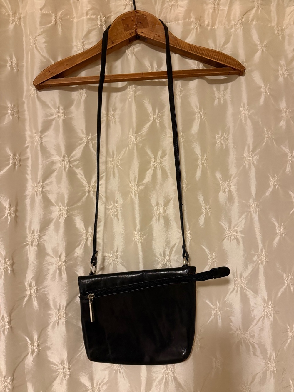 Vintage HOBO International Black Leather Crossbody Shoulder Bag Small Pouch